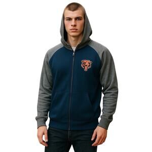 Chicago Bears G-III NFL Fleece Hoodie Zip Jacket Men’s Large Navy Gray Game Day